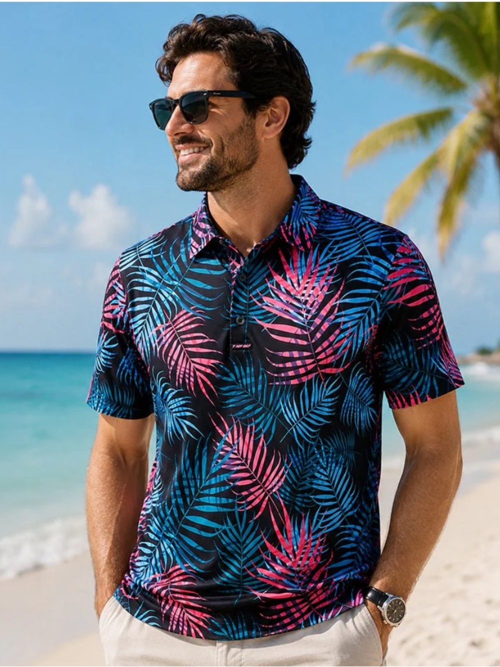 Tropical Bros Tropical Palm Dri-Fit Golf Shirt